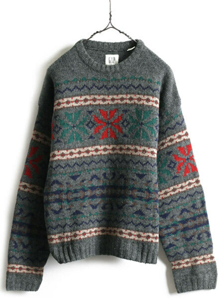 00s ■ OLD GAP ノルディック シェットランド ウール 長袖 ニット セーター メンズ レディース S / 00年代 オールド ギャップ 総柄 旧タグ