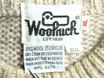 70s ウールリッチ ニット セーター メンズ XL 小さめ L 程 70年代 ヴィンテージ Woolrich ウール 無地 旧タグ 白タグ ナチュラル ベージュ