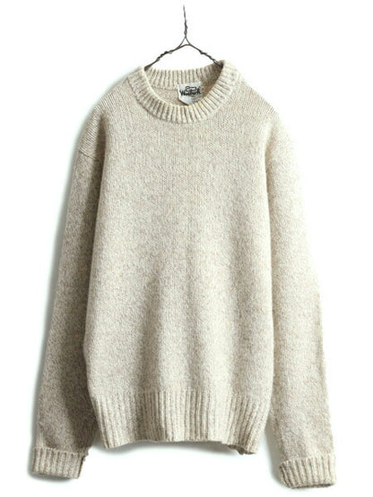 70s ウールリッチ ニット セーター メンズ XL 小さめ L 程 70年代 ヴィンテージ Woolrich ウール 無地 旧タグ 白タグ ナチュラル ベージュ