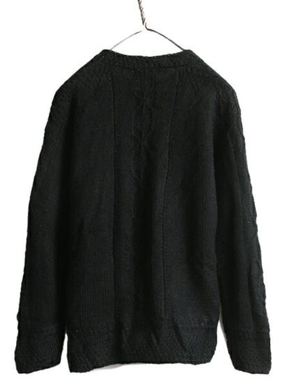 手編み 90s OLD GAP ケーブル ハンド ニット セーター レディース S / 90年代 オールド ギャップ ウール ハンドメイド フィッシャーマン 黒