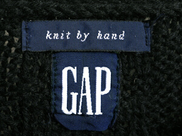 手編み 90s OLD GAP ケーブル ハンド ニット セーター レディース S / 90年代 オールド ギャップ ウール ハンドメイド フィッシャーマン 黒