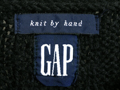 手編み 90s OLD GAP ケーブル ハンド ニット セーター レディース S / 90年代 オールド ギャップ ウール ハンドメイド フィッシャーマン 黒