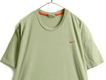 00s オールド 大きいサイズ XL ■ NIKE ナイキ スモール スウォッシュ ロゴ刺繍 半袖 Tシャツ ( メンズ ) 古着  ロゴT ワンポイント 00年代