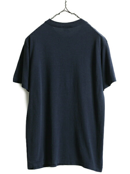 80s USA製 ■ チャンピオン カレッジ プリント 半袖 Tシャツ L 小さめ メンズ S M 程 古着 Champion 80年代 ビンテージ トリコタグ 紺 濃紺