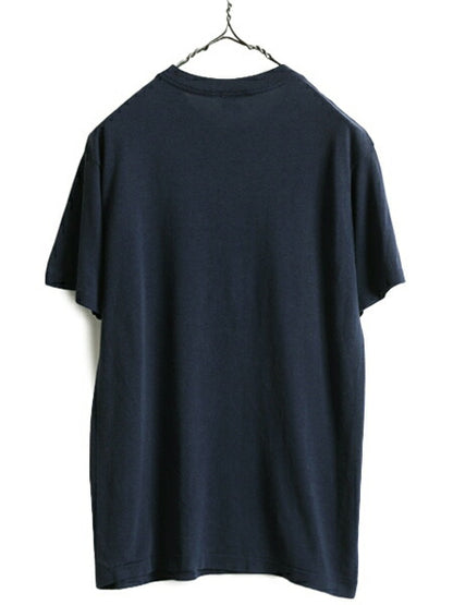 80s USA製 ■ チャンピオン カレッジ プリント 半袖 Tシャツ L 小さめ メンズ S M 程 古着 Champion 80年代 ビンテージ トリコタグ 紺 濃紺