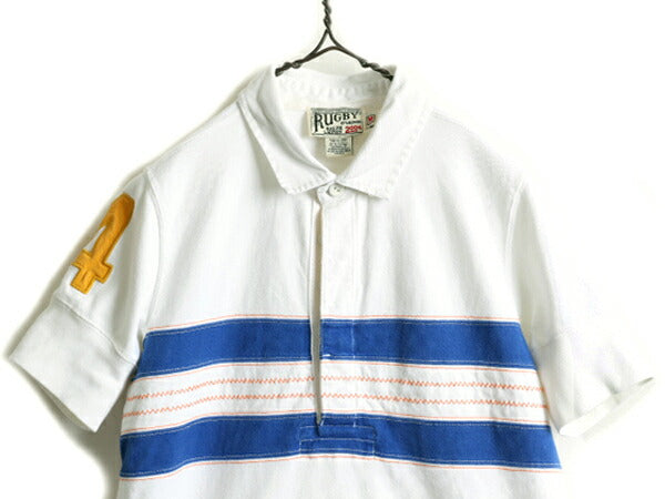■ RUGBY ラルフローレン ボーダー 半袖 ラガー シャツ レディース M メンズ S 程 POLO ラグビー ポロ ラガーシャツ ポロシャツ 半袖シャツ