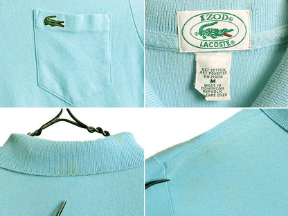 80s ■ ラコステ ポケット付き 鹿の子 半袖 ポロシャツ メンズ M 古着 80年代 ビンテージ IZOD LACOSTE 半袖シャツ ワンポイント ボックス