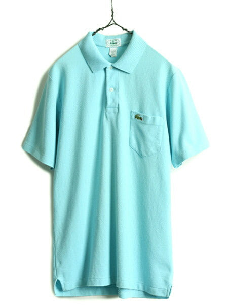 80s ■ ラコステ ポケット付き 鹿の子 半袖 ポロシャツ メンズ M 古着 80年代 ビンテージ IZOD LACOSTE 半袖シャツ ワンポイント ボックス