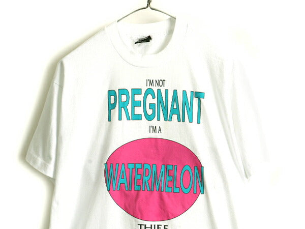 90s オールド USA製 ■ ジョーク プリント 半袖 Tシャツ ( メンズ レディース L ) 古着 90年代 プリントTシャツ シングルステッチ 白 白T