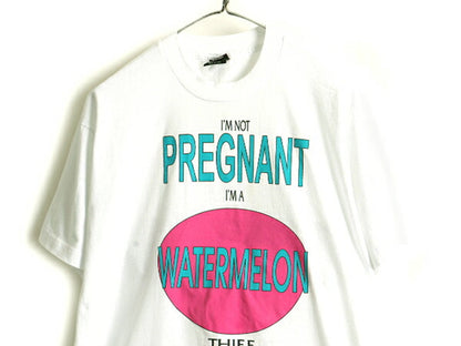 90s オールド USA製 ■ ジョーク プリント 半袖 Tシャツ ( メンズ レディース L ) 古着 90年代 プリントTシャツ シングルステッチ 白 白T