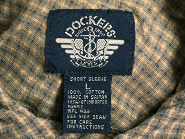 90s ■ ドッカーズ リーバイス チェック 半袖 ポロシャツ メンズ L / 古着 90年代 オールド DOCKERS LEVIS 半袖シャツ スムース 素材 総柄