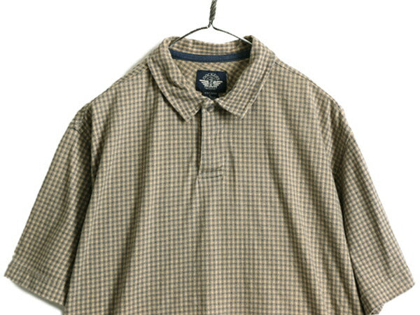 90s ■ ドッカーズ リーバイス チェック 半袖 ポロシャツ メンズ L / 古着 90年代 オールド DOCKERS LEVIS 半袖シャツ スムース 素材 総柄