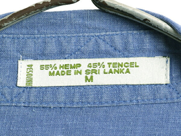 90s ■ オービス ポケット付き ヘンプ 混 半袖 シャツ メンズ M / 古着 90年代 オールド ORVIS 半袖シャツ 無地 テンセル シンプル ブルー