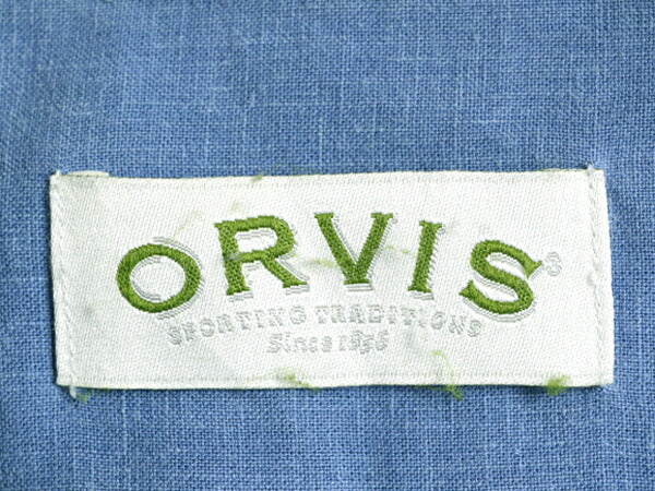 90s ■ オービス ポケット付き ヘンプ 混 半袖 シャツ メンズ M / 古着 90年代 オールド ORVIS 半袖シャツ 無地 テンセル シンプル ブルー