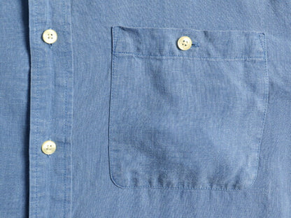 90s ■ オービス ポケット付き ヘンプ 混 半袖 シャツ メンズ M / 古着 90年代 オールド ORVIS 半袖シャツ 無地 テンセル シンプル ブルー