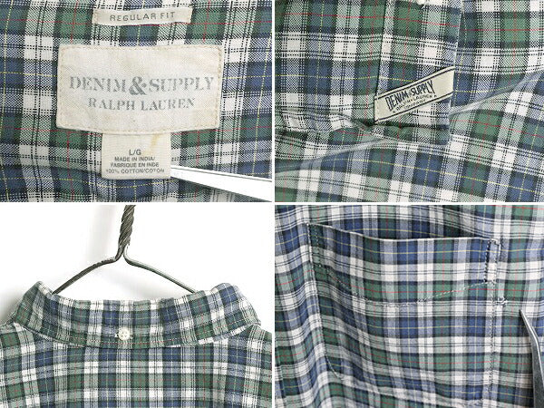 デニム&サプライ ラルフローレン チェック 3点留め ボタンダウン シャツ メンズ L / DENIM&SUPPLY ポロ マルチカラー 長袖シャツ BDシャツ