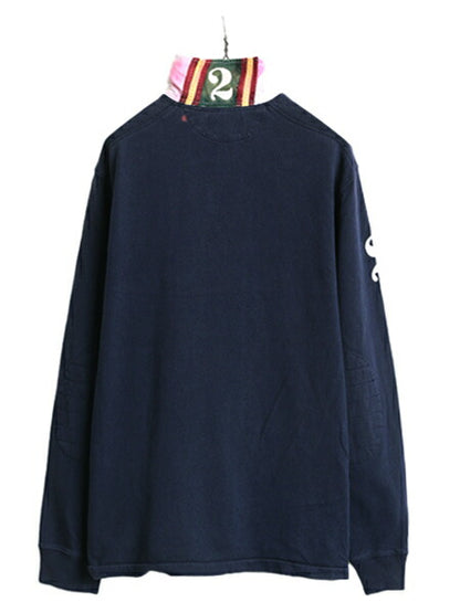 ビッグポニー ポロ ラルフローレン 長袖 ラガーシャツ メンズ L 古着 POLO 長袖シャツ ラグビー ヘビーウェイト 紺 ナンバリング ネイビー
