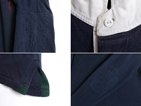 ビッグポニー ポロ ラルフローレン 長袖 ラガーシャツ メンズ L 古着 POLO 長袖シャツ ラグビー ヘビーウェイト 紺 ナンバリング ネイビー