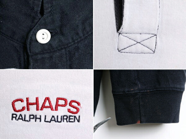 90s チャップス ラルフローレン ボーダー 長袖 ラガー シャツ メンズ XL 90年代 オールド CHAPS ラグビーシャツ ポロ 大きいサイズ 2トーン