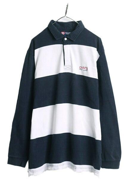 90s チャップス ラルフローレン ボーダー 長袖 ラガー シャツ メンズ XL 90年代 オールド CHAPS ラグビーシャツ ポロ 大きいサイズ 2トーン