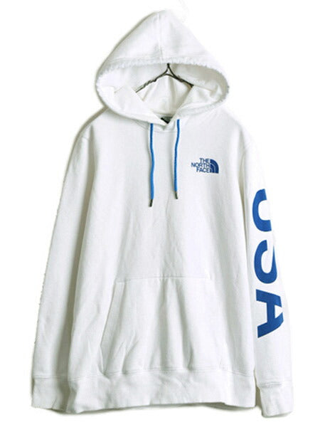 ノースフェイス 両面 プリント スウェット フード パーカー レディース L 古着 The North Face プルオーバー 裏起毛 トレーナー アウトドア