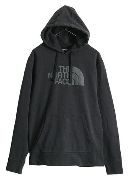 ノースフェイス プリント スウェット フード パーカー メンズ L 古着 The North Face プルオーバー トレーナー 裏起毛 アウトドア ブラック