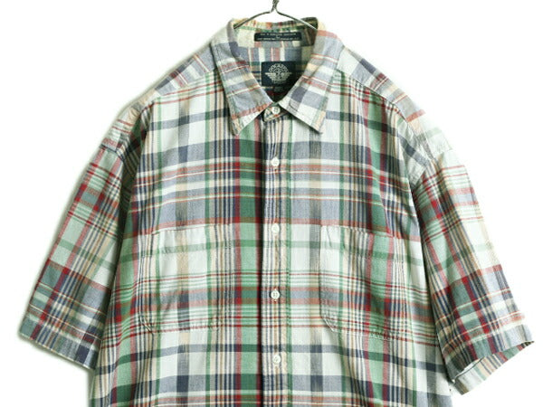 90s ■ ドッカーズ リーバイス チェック 半袖 シャツ ( メンズ L ) 古着 90年代 オールド LEVIS DOCKERS ポケット付き ビッグシルエット
