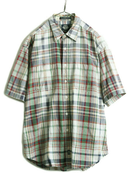 90s ■ ドッカーズ リーバイス チェック 半袖 シャツ ( メンズ L ) 古着 90年代 オールド LEVIS DOCKERS ポケット付き ビッグシルエット