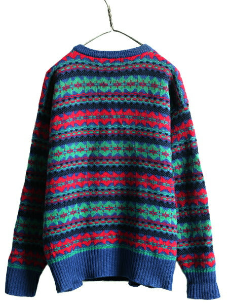 80s エルエルビーン ネイティブ柄 ウール ニット セーター メンズ L / 80年代 LLビーン ヴィンテージ LLBEAN 総柄 アウトドア フェアアイル
