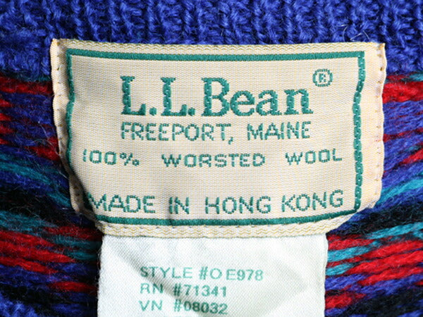 80s エルエルビーン ネイティブ柄 ウール ニット セーター メンズ L / 80年代 LLビーン ヴィンテージ LLBEAN 総柄 アウトドア フェアアイル