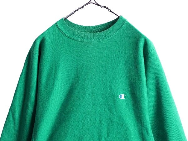 90s USA製 チャンピオン リバースウィーブ スウェット トレーナー メンズ M 90年代 オールド Champion 裏起毛 目付き ターコイズ グリーン