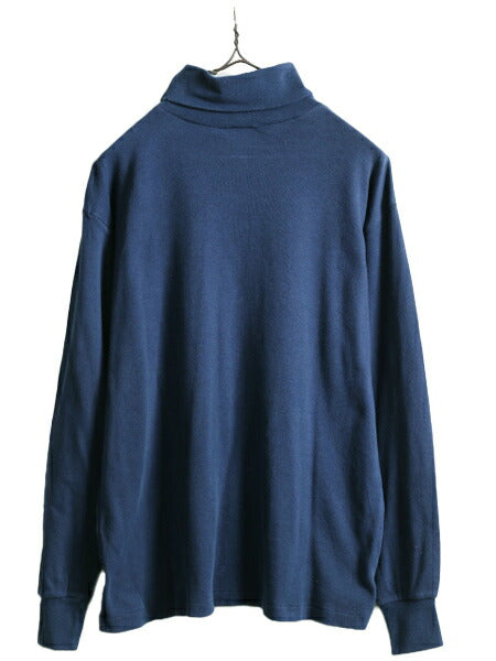 80s USA製 ST JOHN'S BAY タートルネック 長袖 Tシャツ メンズ レディース L / セントジョンズベイ 80年代 ヴィンテージ JCペニー 無地 紺