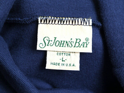 80s USA製 ST JOHN'S BAY タートルネック 長袖 Tシャツ メンズ レディース L / セントジョンズベイ 80年代 ヴィンテージ JCペニー 無地 紺