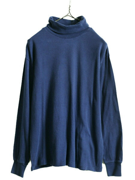80s USA製 ST JOHN'S BAY タートルネック 長袖 Tシャツ メンズ レディース L / セントジョンズベイ 80年代 ヴィンテージ JCペニー 無地 紺