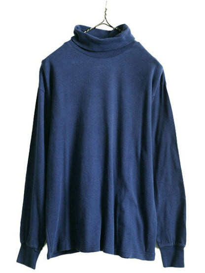 80s USA製 ST JOHN'S BAY タートルネック 長袖 Tシャツ メンズ レディース L / セントジョンズベイ 80年代 ヴィンテージ JCペニー 無地 紺