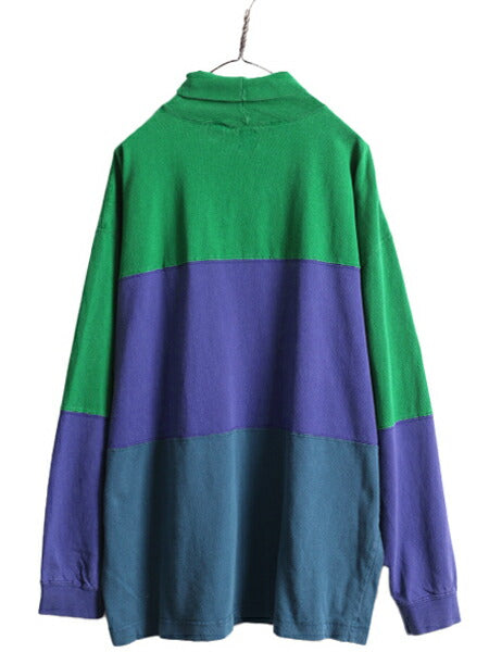 90s USA製 OLD GAP タートルネック 長袖 Tシャツ メンズ XL / 古着 90年代 オールド ギャップ ロンT ボーダー ストレッチ ビッグシルエット