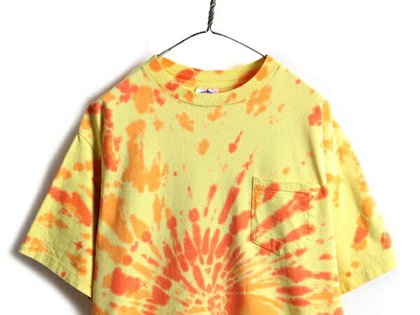 90s USA製 大きいサイズ XL ■ DUCK HEAD ダックヘッド ポケット付き タイダイ 半袖 Tシャツ ( メンズ ) 古着 90年代 オールド ポケT 総柄
