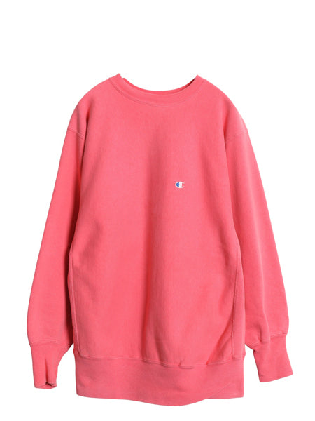 90s USA製 ★ チャンピオン リバースウィーブ スウェット メンズ XL オールド 裏起毛 トレーナー 目付き 大きいサイズ ワンポイント ピンク