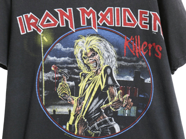 80s USA製 ★ アイアンメイデン ツアー イラスト プリント Tシャツ メンズ L 小さめ M 程 ヴィンテージ 当時物 バンド メタル ロック 黒