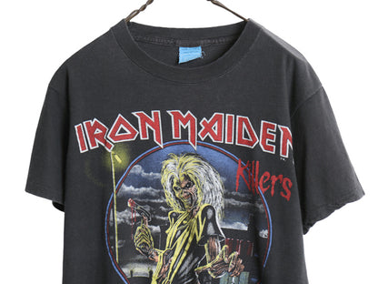 80s USA製 ★ アイアンメイデン ツアー イラスト プリント Tシャツ メンズ L 小さめ M 程 ヴィンテージ 当時物 バンド メタル ロック 黒