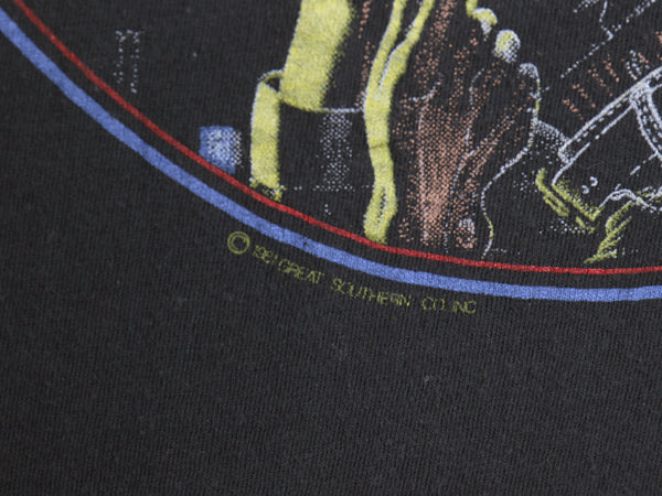 80s USA製 ★ アイアンメイデン ツアー イラスト プリント Tシャツ メンズ L 小さめ M 程 ヴィンテージ 当時物 バンド メタル ロック 黒