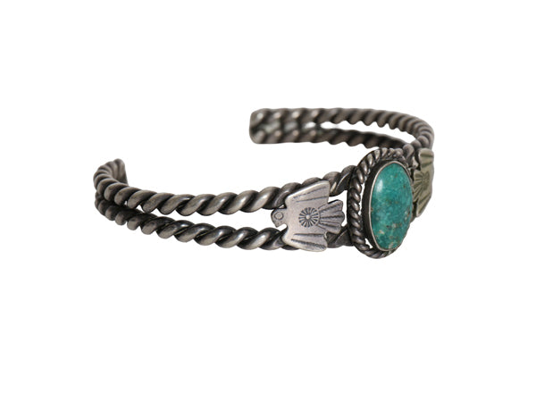 ~ 50s ★ ナバホ ターコイズ ツイステッドワイヤー シルバー バングル / 小物 サンダーバード STERLING ブレスレット 銀 フレッドハービー
