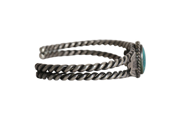 ~ 50s ★ ナバホ ターコイズ ツイステッドワイヤー シルバー バングル / 小物 サンダーバード STERLING ブレスレット 銀 フレッドハービー