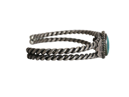 ~ 50s ★ ナバホ ターコイズ ツイステッドワイヤー シルバー バングル / 小物 サンダーバード STERLING ブレスレット 銀 フレッドハービー