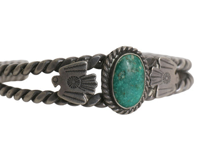 ~ 50s ★ ナバホ ターコイズ ツイステッドワイヤー シルバー バングル / 小物 サンダーバード STERLING ブレスレット 銀 フレッドハービー