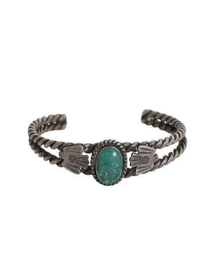 ~ 50s ★ ナバホ ターコイズ ツイステッドワイヤー シルバー バングル / 小物 サンダーバード STERLING ブレスレット 銀 フレッドハービー