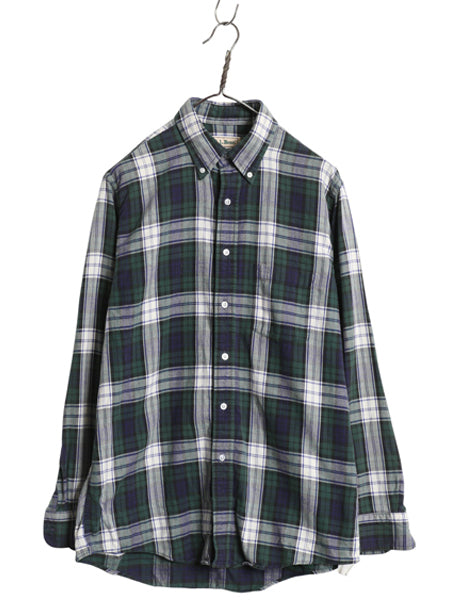 90s エルエルビーン チェック フランネル 長袖 ボタンダウン シャツ メンズ M 古着 オールド コットン 長袖シャツ ネルシャツ マルチカラー