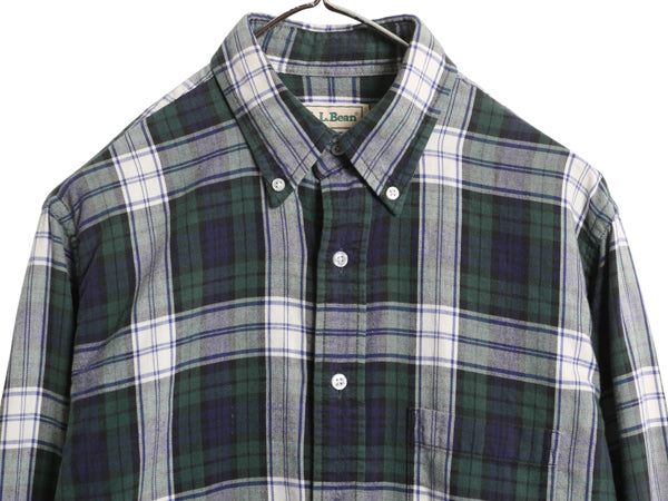 90s エルエルビーン チェック フランネル 長袖 ボタンダウン シャツ メンズ M 古着 オールド コットン 長袖シャツ ネルシャツ マルチカラー
