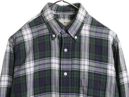 90s エルエルビーン チェック フランネル 長袖 ボタンダウン シャツ メンズ M 古着 オールド コットン 長袖シャツ ネルシャツ マルチカラー