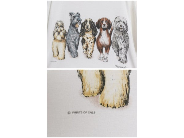 00s ドッグ イラスト 両面 プリント Tシャツ メンズ レディース M / オールド アニマル イヌ アート グラフィック ヘビーウェイト コットン